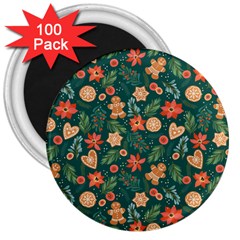 Christmas Pattern 3 3  Magnets (100 Pack) by designsbymallika