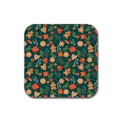 Christmas Pattern 3 Rubber Coaster (square)  by designsbymallika