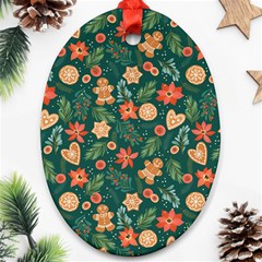 Christmas Pattern 3 Oval Ornament (two Sides) by designsbymallika