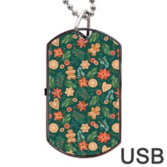 Christmas Pattern 3 Dog Tag Usb Flash (two Sides) by designsbymallika