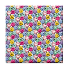 Cute Emoticon Pattern Tile Coaster by designsbymallika