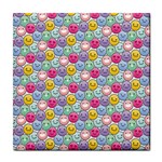 Cute Emoticon Pattern Tile Coaster Front