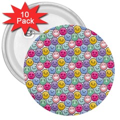 Cute Emoticon Pattern 3  Buttons (10 Pack)  by designsbymallika