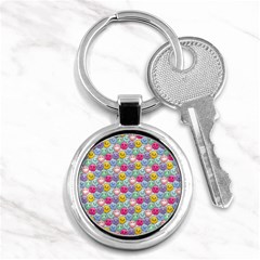 Cute Emoticon Pattern Key Chain (round) by designsbymallika