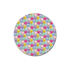 Cute Emoticon Pattern Magnet 3  (round) by designsbymallika