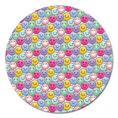 Cute Emoticon Pattern Magnet 5  (round)