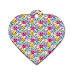 Cute Emoticon Pattern Dog Tag Heart (two Sides) by designsbymallika