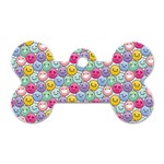 Cute Emoticon Pattern Dog Tag Bone (One Side) Front