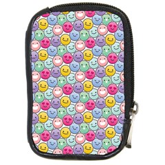 Cute Emoticon Pattern Compact Camera Leather Case by designsbymallika