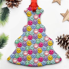 Cute Emoticon Pattern Christmas Tree Ornament (two Sides) by designsbymallika