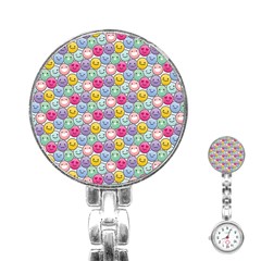 Cute Emoticon Pattern Stainless Steel Nurses Watch by designsbymallika