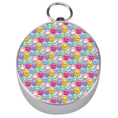 Cute Emoticon Pattern Silver Compasses by designsbymallika