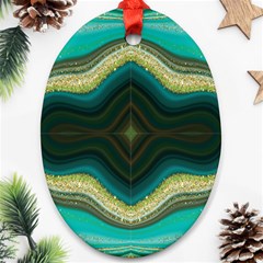 Green Golden Marble Print Ornament (oval) by designsbymallika