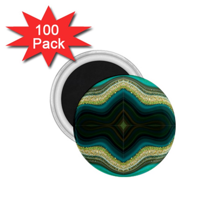 Green Golden Marble Print 1.75  Magnets (100 pack) 