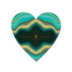 Green Golden Marble Print Heart Magnet by designsbymallika