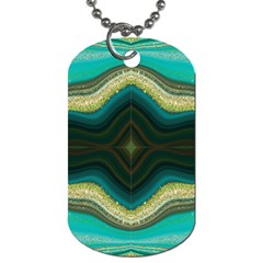 Green Golden Marble Print Dog Tag (two Sides) by designsbymallika