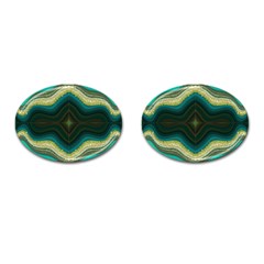 Green Golden Marble Print Cufflinks (oval) by designsbymallika