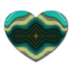 Green Golden Marble Print Heart Mousepads by designsbymallika