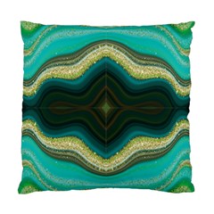 Green Golden Marble Print Standard Cushion Case (one Side) by designsbymallika