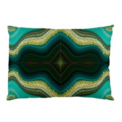 Green Golden Marble Print Pillow Case by designsbymallika