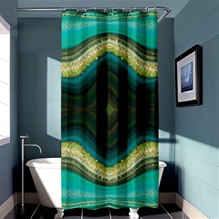 Green Golden Marble Print Shower Curtain 36  X 72  (stall)  by designsbymallika