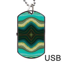 Green Golden Marble Print Dog Tag Usb Flash (one Side) by designsbymallika