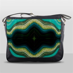 Green Golden Marble Print Messenger Bag by designsbymallika