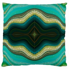 Green Golden Marble Print Large Cushion Case (one Side) by designsbymallika