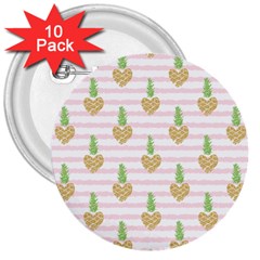 Heart Pineapple 3  Buttons (10 Pack)  by designsbymallika