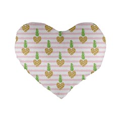 Heart Pineapple Standard 16  Premium Flano Heart Shape Cushions by designsbymallika