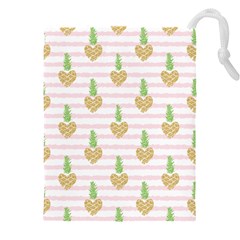 Heart Pineapple Drawstring Pouch (5xl) by designsbymallika