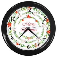 Merry Christmas Wall Clock (black) by designsbymallika