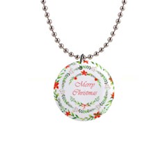 Merry Christmas 1  Button Necklace