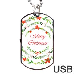 Merry Christmas Dog Tag Usb Flash (two Sides) by designsbymallika