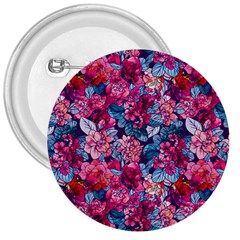 Pink Blue Flowers 3  Buttons by designsbymallika