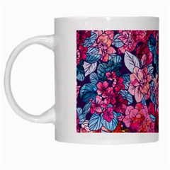 Pink Blue Flowers White Mugs by designsbymallika