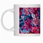 Pink Blue Flowers White Mugs Left