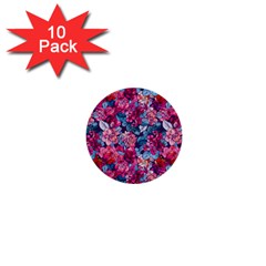 Pink Blue Flowers 1  Mini Buttons (10 Pack)  by designsbymallika