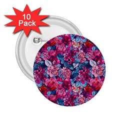 Pink Blue Flowers 2 25  Buttons (10 Pack)  by designsbymallika