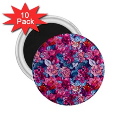 Pink Blue Flowers 2 25  Magnets (10 Pack)  by designsbymallika