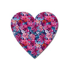 Pink Blue Flowers Heart Magnet by designsbymallika