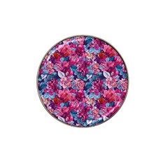 Pink Blue Flowers Hat Clip Ball Marker by designsbymallika