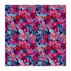 Pink Blue Flowers Medium Glasses Cloth (2 Sides) by designsbymallika