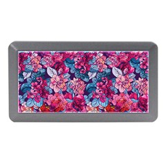 Pink Blue Flowers Memory Card Reader (mini) by designsbymallika