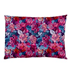 Pink Blue Flowers Pillow Case (two Sides) by designsbymallika