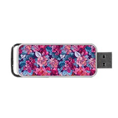 Pink Blue Flowers Portable Usb Flash (two Sides) by designsbymallika