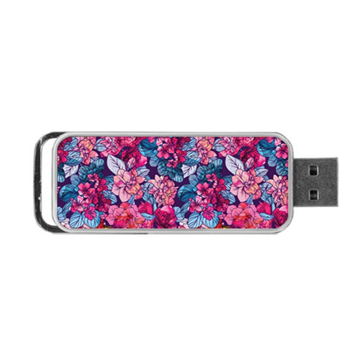 Pink Blue Flowers Portable USB Flash (Two Sides)