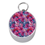 Pink Blue Flowers Mini Silver Compasses Front