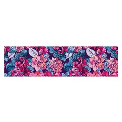 Pink Blue Flowers Satin Scarf (oblong) by designsbymallika