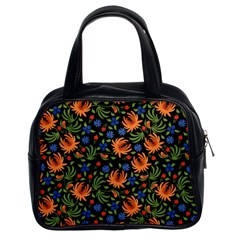 Orange Flowers Pattern Classic Handbag (two Sides) by designsbymallika